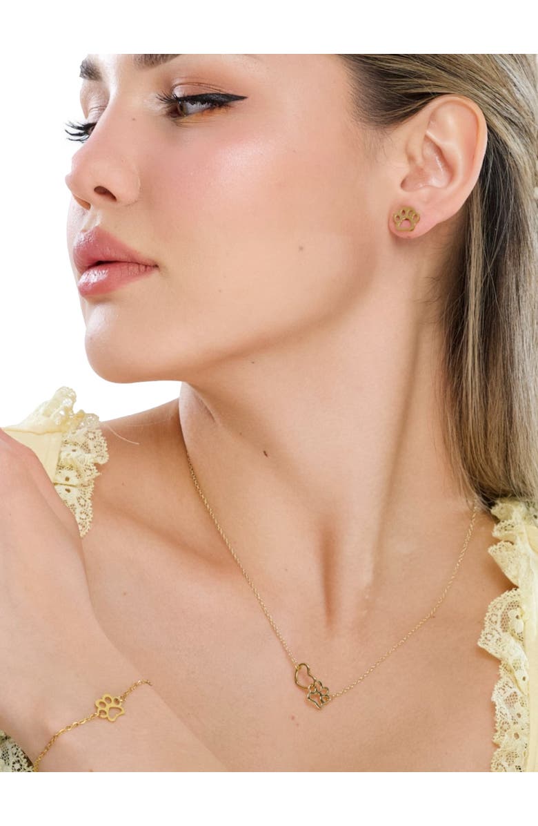 Hollywood Sensation HeartPaws 18K Gold Plated Heart and Paw Necklace, Alternate, color, Gold