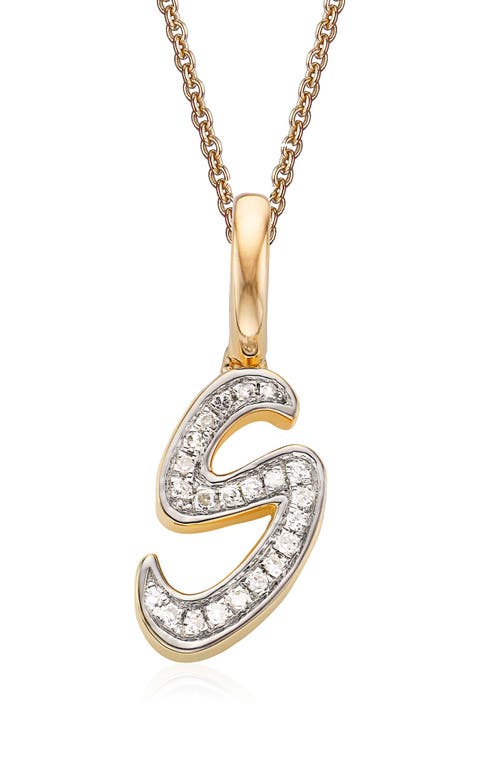 Monica Vinader Alphabet Diamond Pavé Pendant Charm in Gold/Diamond- S 