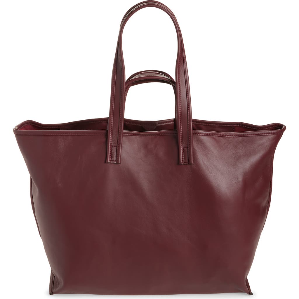 Kassl Lamskin Leather Tote In Burgundy
