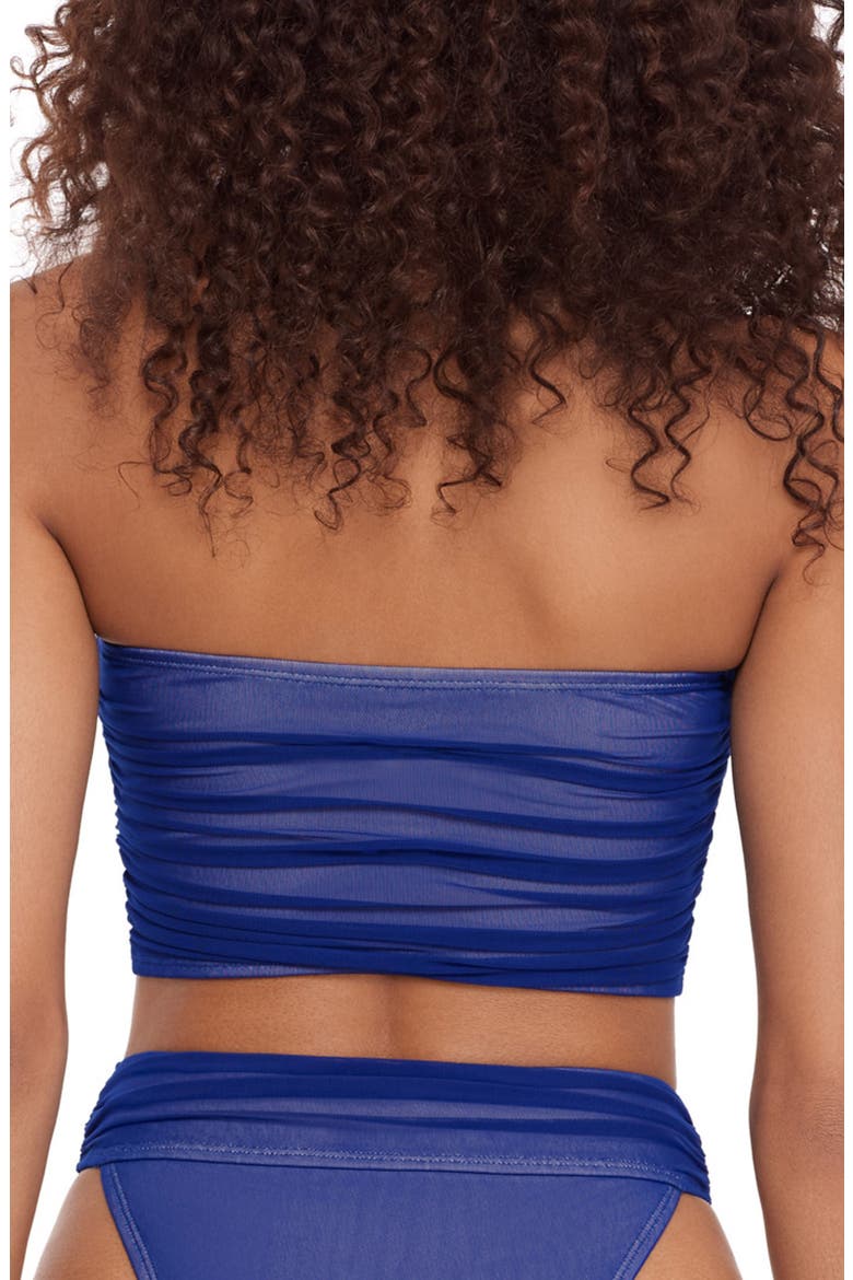 Faux Pearl Keyhole Strapless Bikini Top, Alternate, color, MIDNIGHT