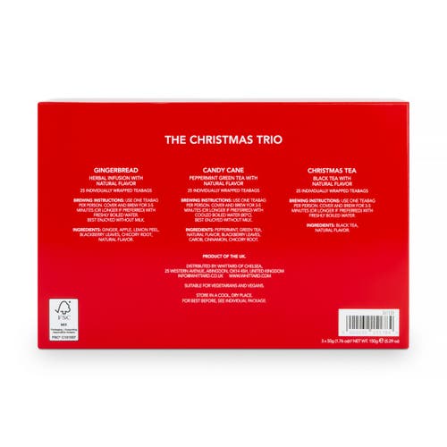 Whittard Of Chelsea Christmas Tea Trio Gift Set In Red