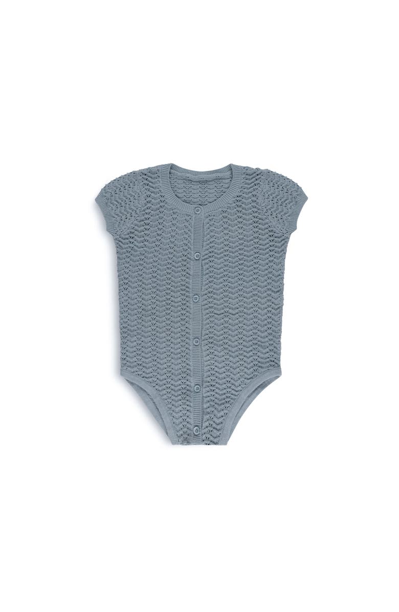 Ely's & Co. Looms Wave Collection - Knit Pointelle Short Sleeve Romper, Main, color, Blue