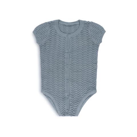 Looms Wave Collection - Knit Pointelle Short Sleeve Romper