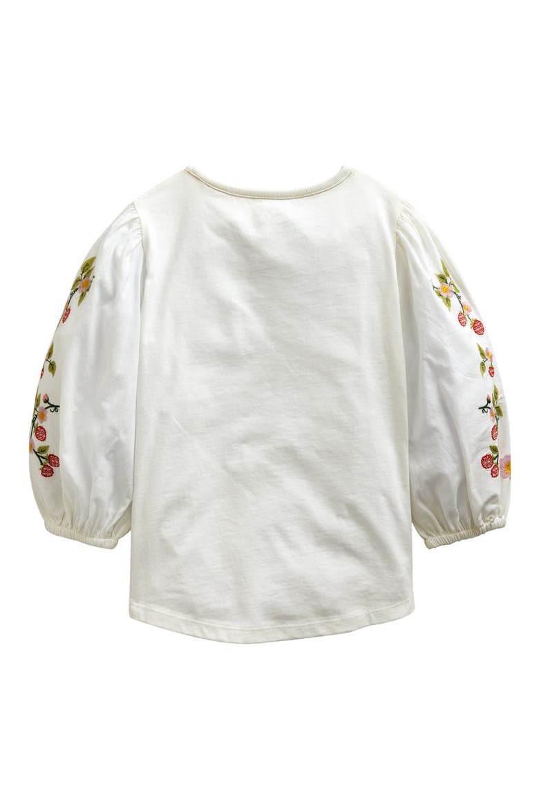 Kids' Embroidered Puff Sleeve Cototn Top, Alternate, color, IVORY