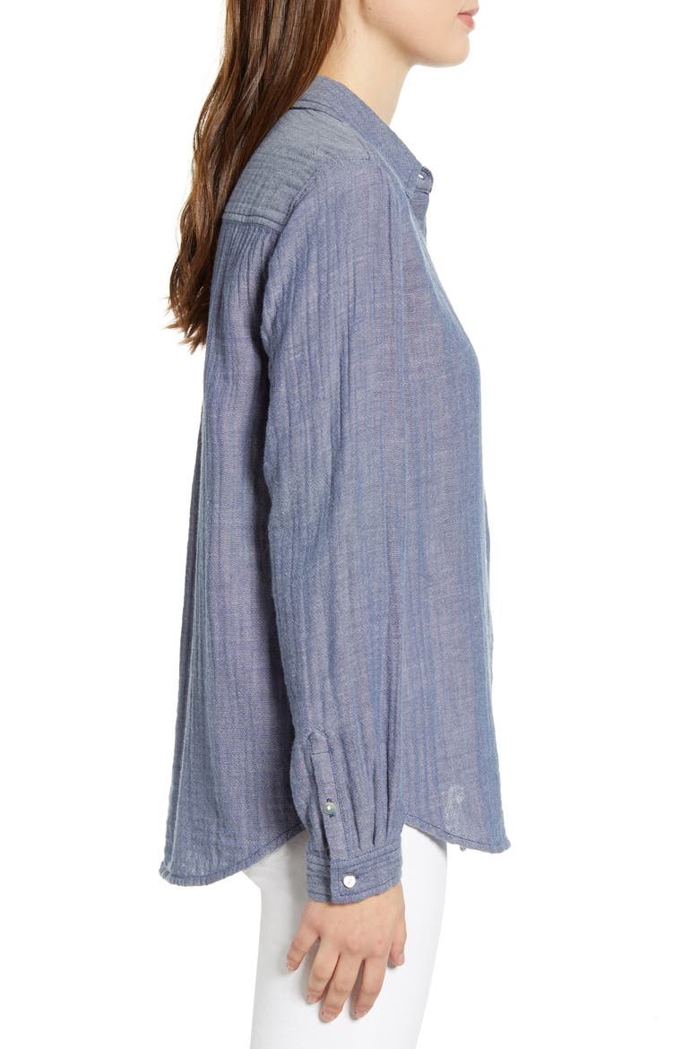James Chambray Cotton Double Cloth Shirt, Alternate, color, INDIGO CHAMBRAY