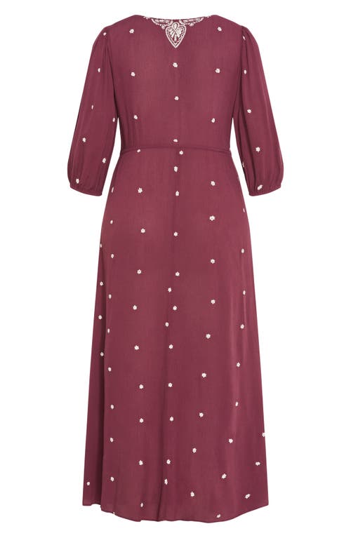 City Chic Anaya Embroidered Maxi Dress In Red