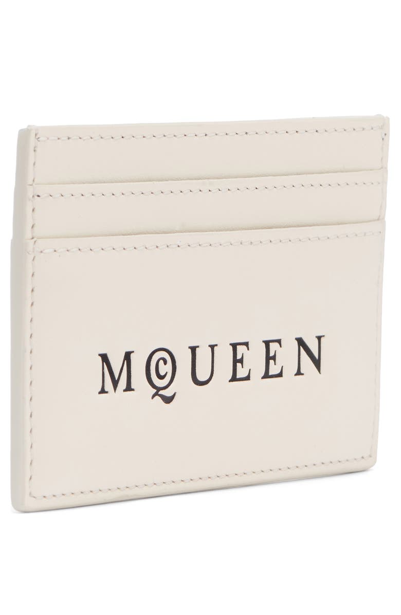 McQueen Leather Card Case, Alternate, color, Bone/ Black