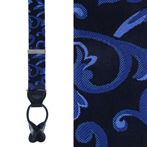 Trafalgar Christian The Romantic Brocade Silk Button End Suspenders In Royal Blue