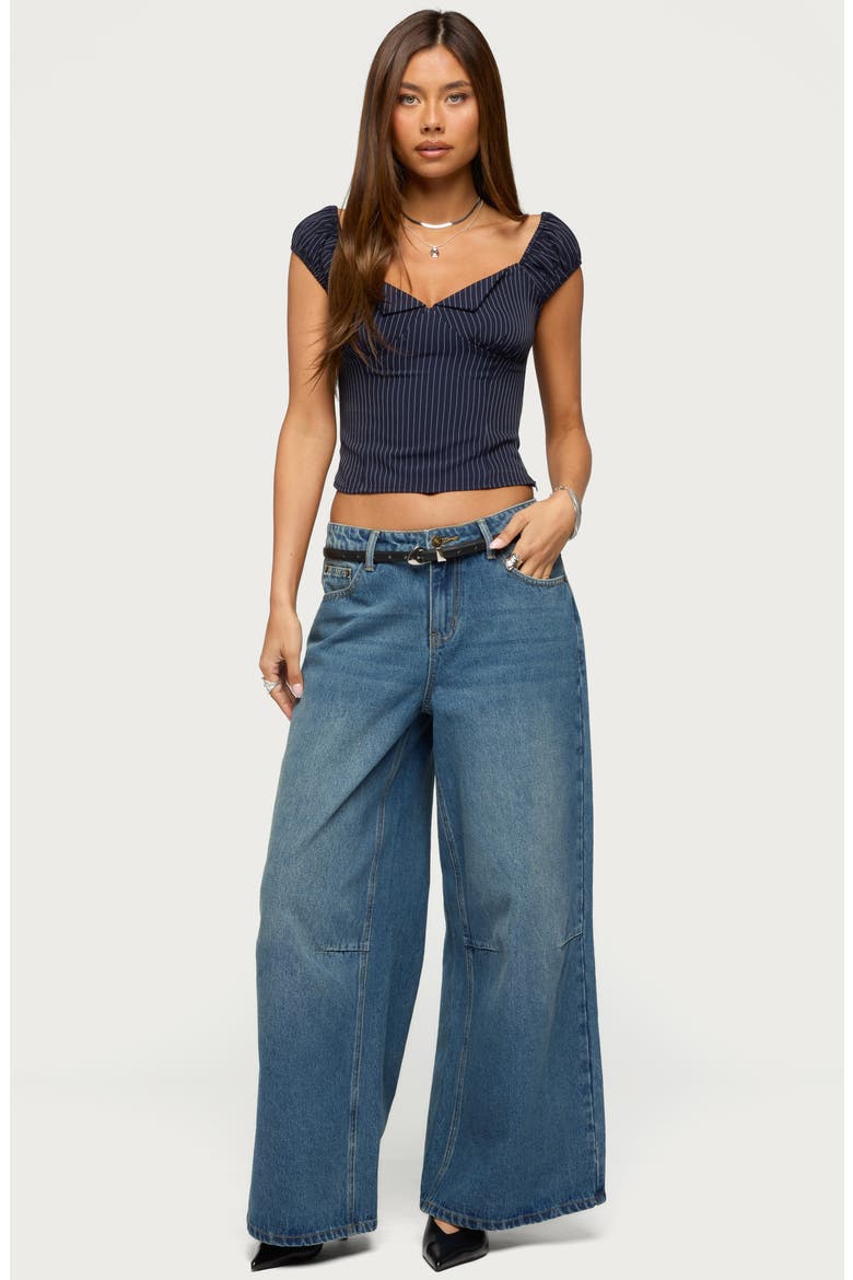 Eugenia Pinstripe Crop Top, Alternate, color, NAVY-AND-WHITE