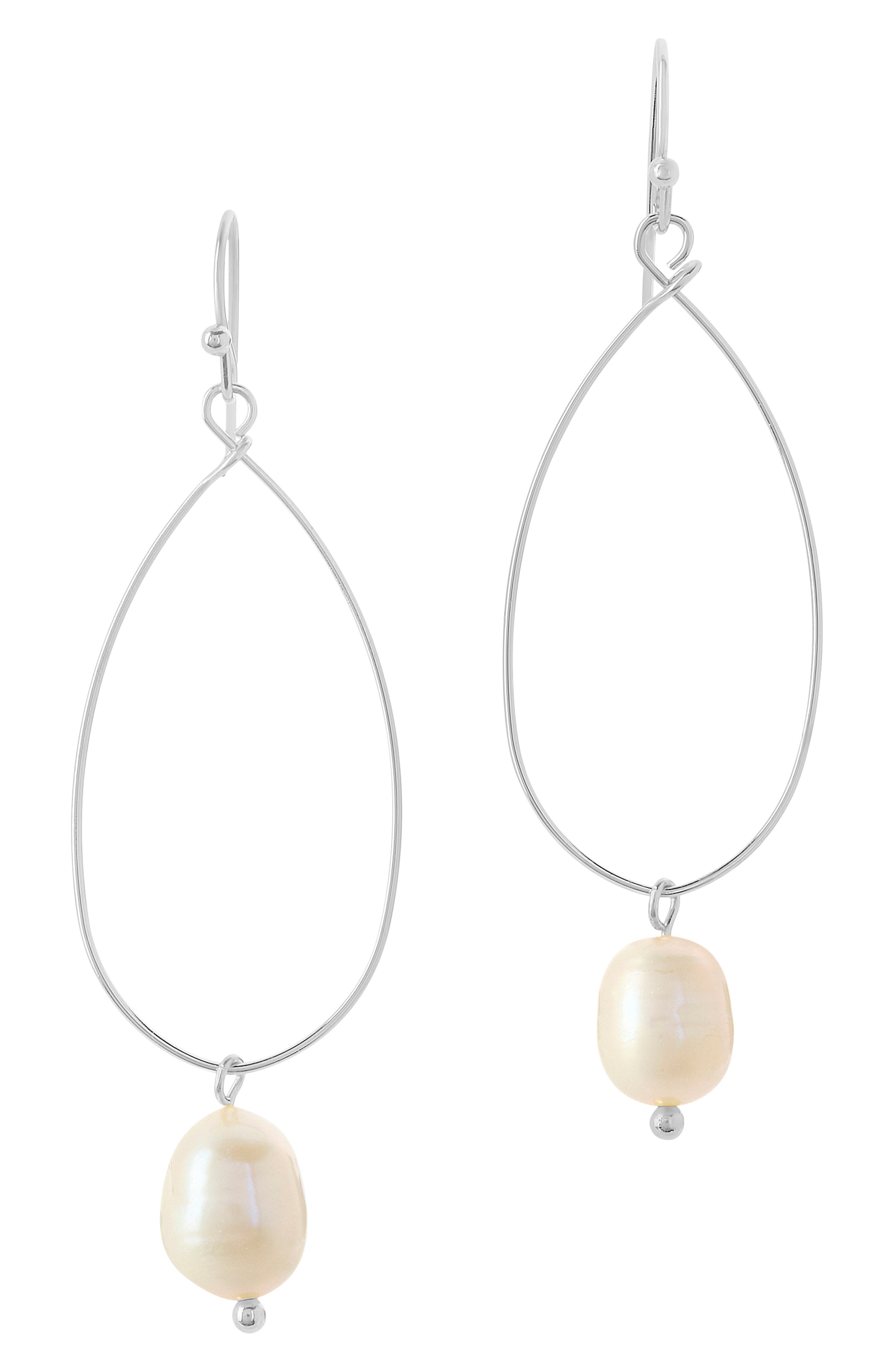 Sterling Forever Genuine Pearl Teardrop Earrings