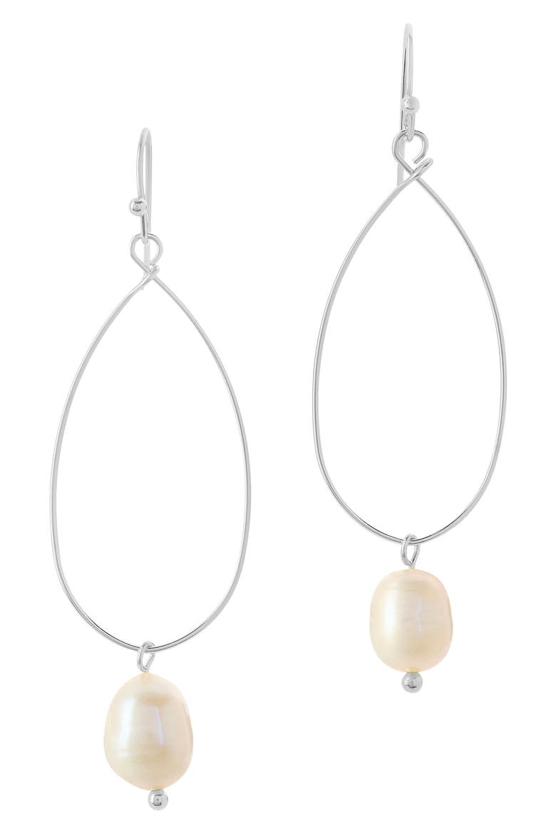 Genuine Pearl Teardrop Earrings, Main, color, SILVER