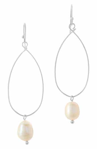 Sterling Forever Genuine Pearl Teardrop Earrings