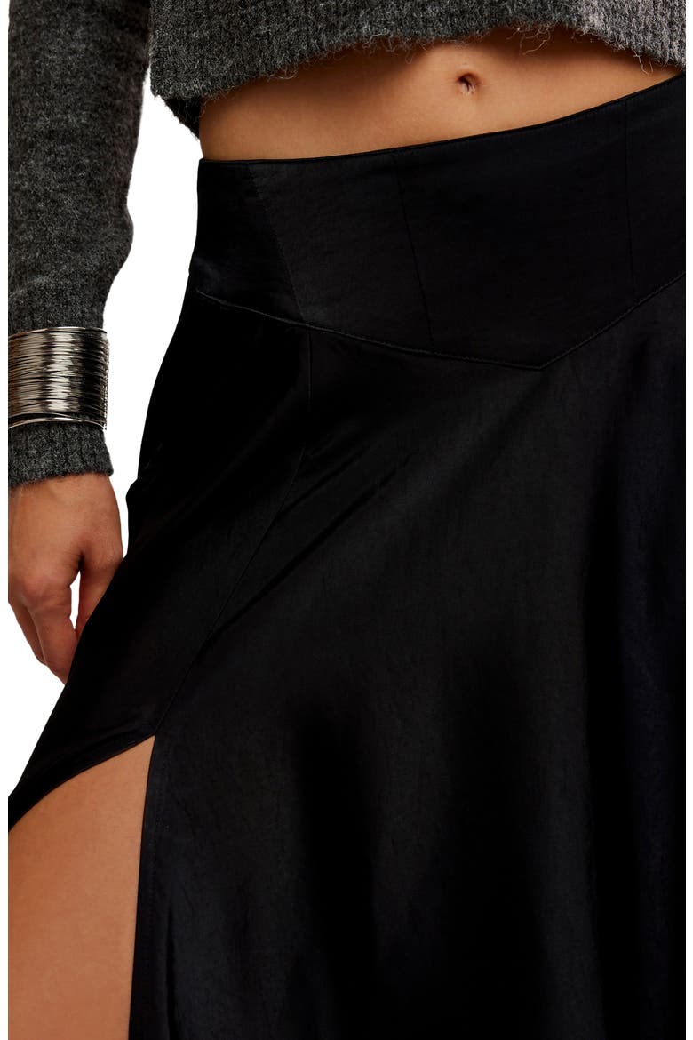 Chilco Side Slit Satin Maxi Skirt, Alternate, color, BLACK