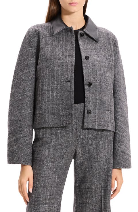 Curve Crosshatch Virgin Wool Blend Jacket