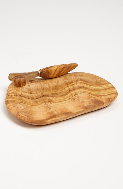 France Olive Wood Handcrafted Butter Dish & Knife
