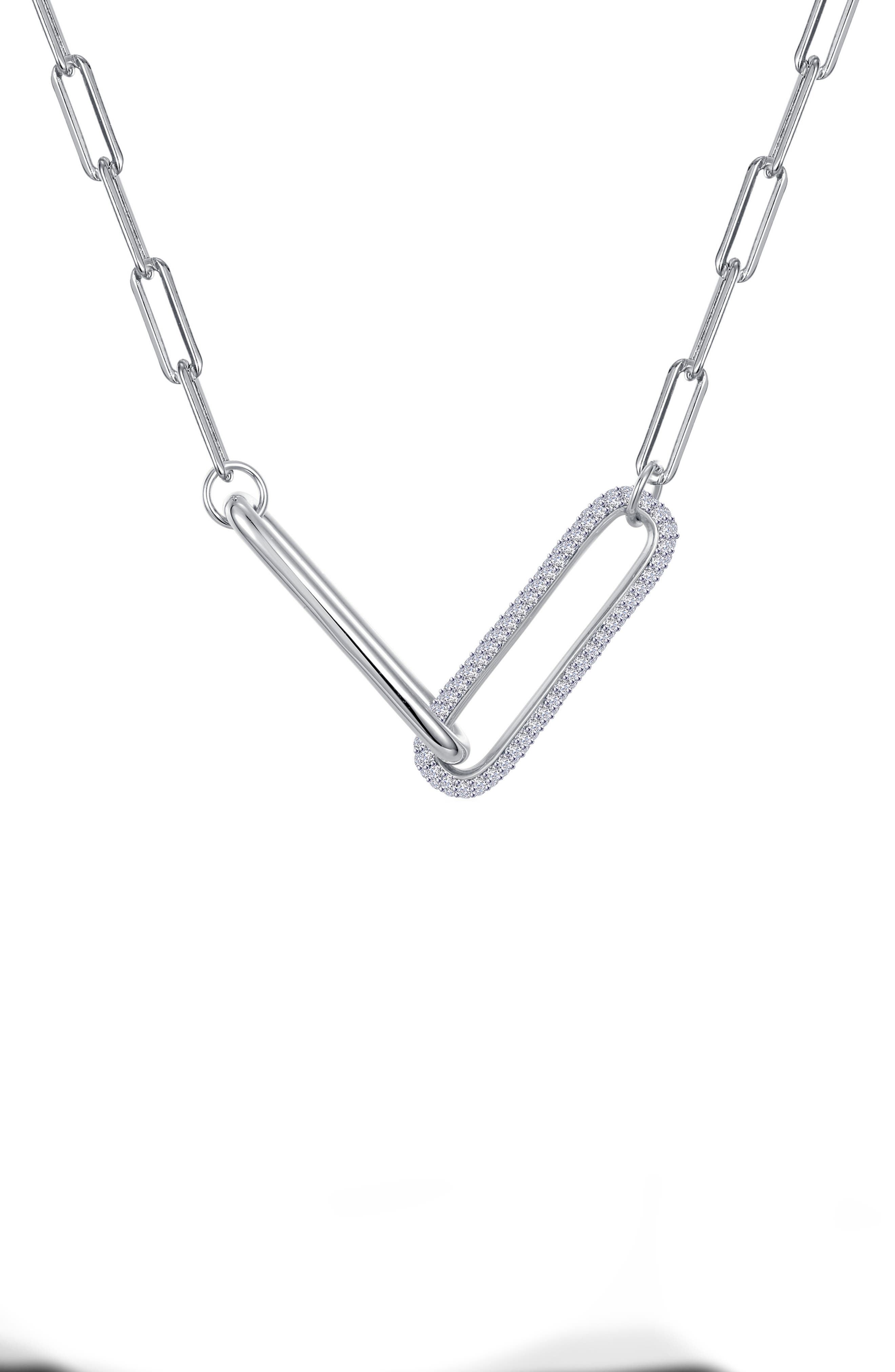 Lafonn Simulated Diamond Paperclip Necklace