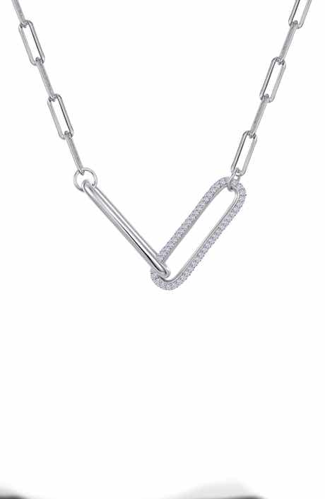 Lafonn Simulated Diamond Paperclip Necklace