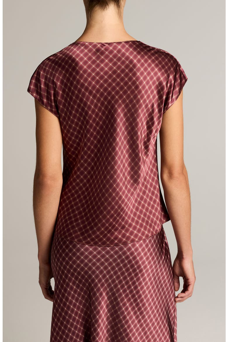 Ombr Plaid Silk Cowl Neck Top, Alternate, color, BLACK ROSE/ OAK BUFF