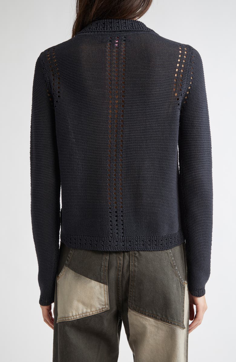 Eckhaus Latta Sol Pointelle Cotton Cardigan, Alternate, color, 