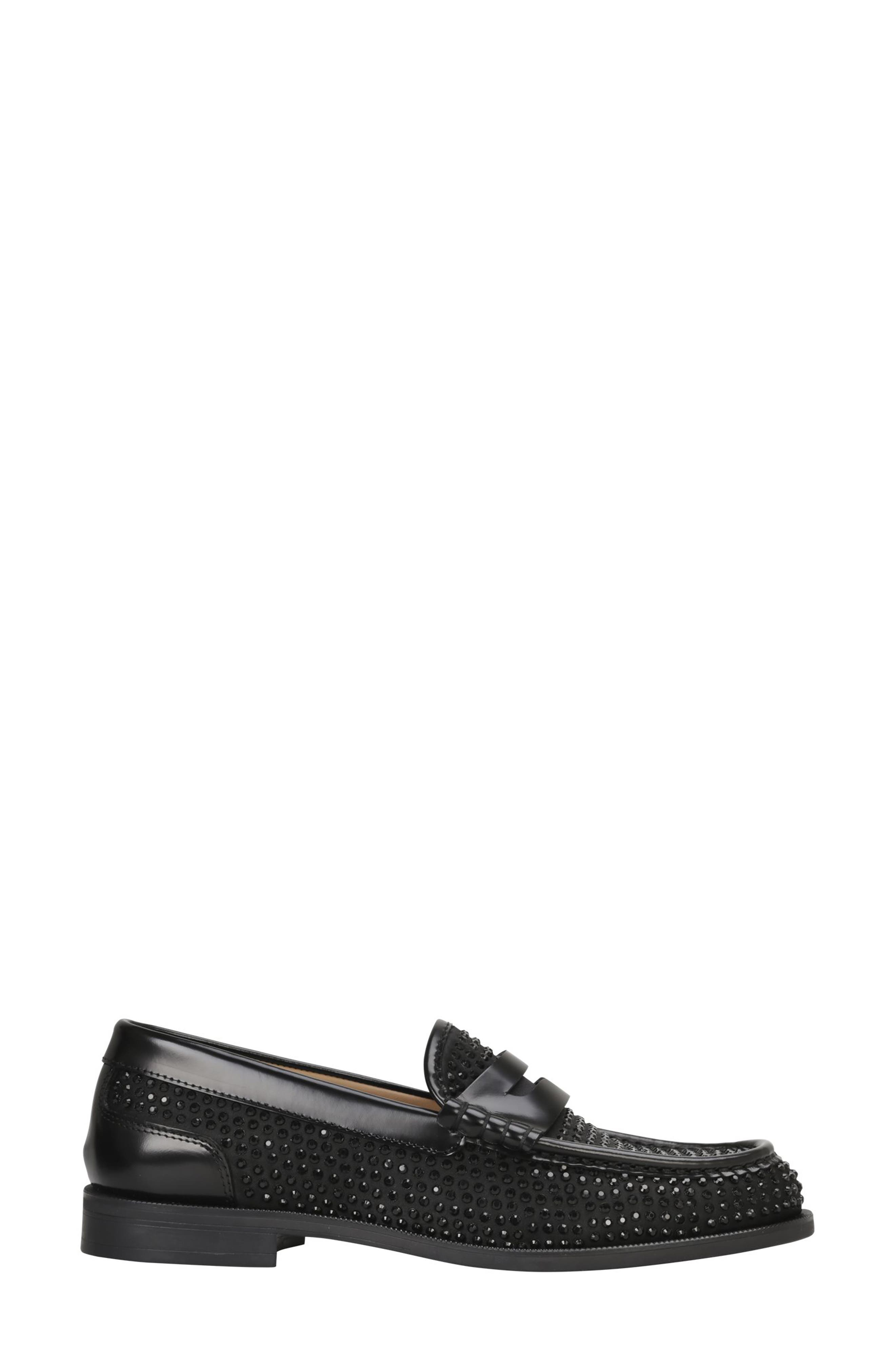 BOSS Lycia Studded Penny Loafer, Main, color, Black