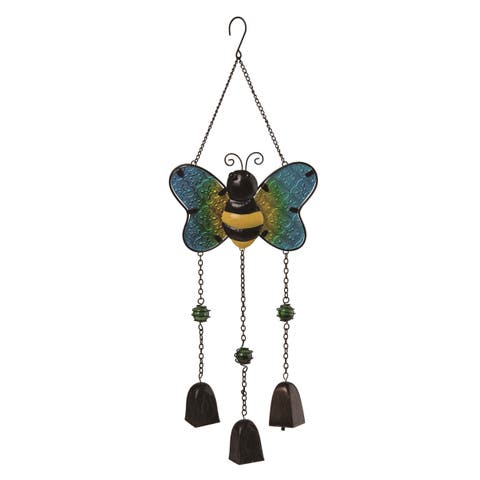 23.5 Inch Multicolor Spring Bee Metal Wind Chime with Bells Perfect for Spring Decor