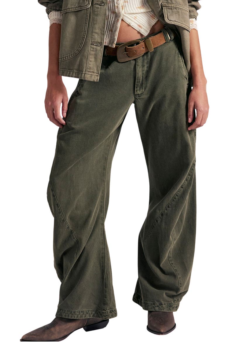 Spotlight Washed Barrel Leg Trousers, Main, color, DUSTY OLIVE