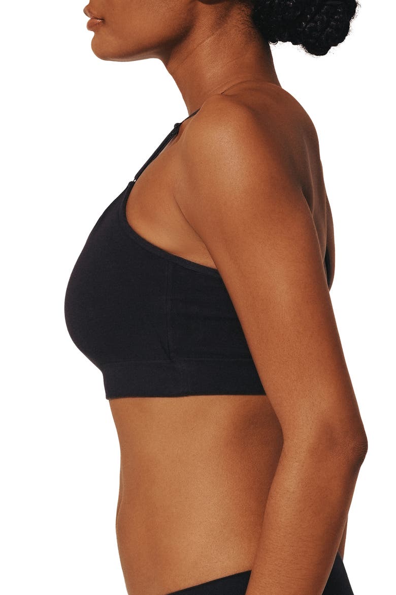 Seamless Stretch Cotton Blend Wireless Bralette, Alternate, color, BLACK
