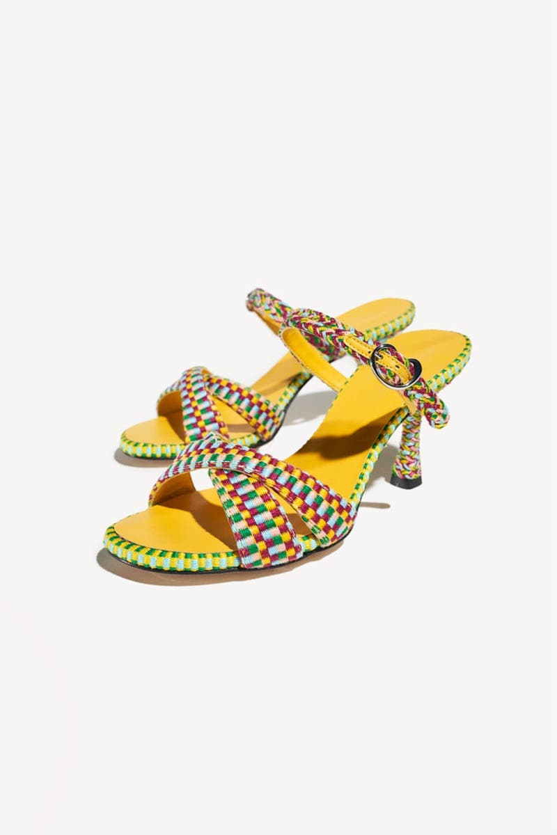 Irene Handwoven Sculptural Heel Mule Sandal, Alternate, color, Caribe