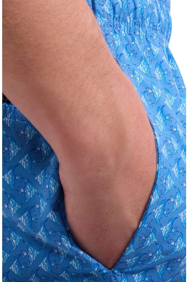 Zane Fish Print Swim Trunks, Alternate, color, CLASSIC BLUE
