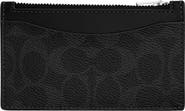 COACH Signature Coated Canvas & Leather Zip Card Case