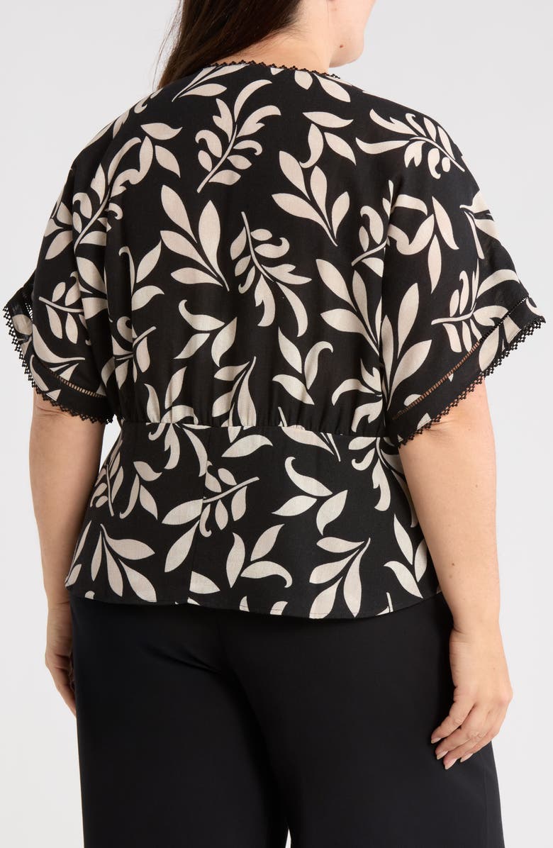 DR2 by Daniel Rainn Lace Trim V-Neck Top, Alternate, color, Black