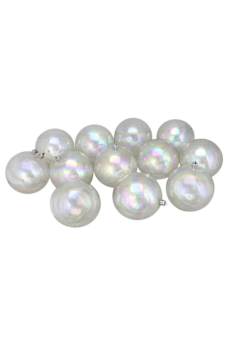 Shatterproof Shiny Iridescent Christmas Ball Ornaments - 4" (100mm) - Clear - 12ct, Main, color, Clear