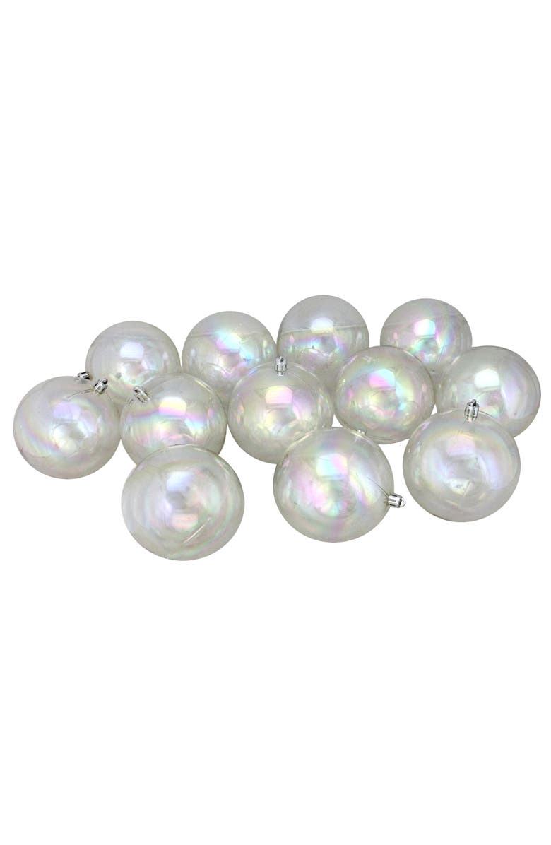 Northlight Shatterproof Shiny Iridescent Christmas Ball Ornaments - 4" (100mm) - Clear - 12ct, Main, color, 