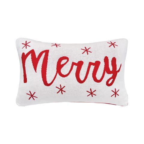 Merry Knitted Christmas Throw Pillow, 14" x 22"
