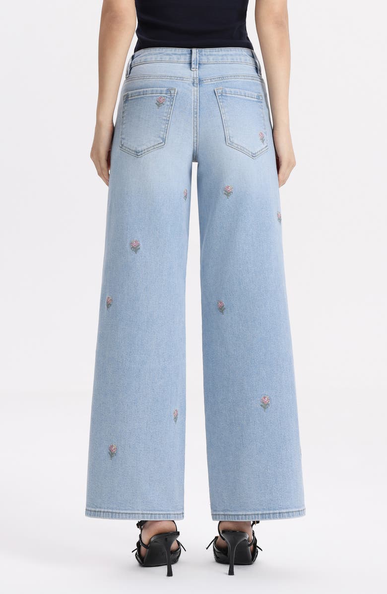 Bayeas Embroidered Mid Rise Wide Leg Jeans, Alternate, color, Light Blue
