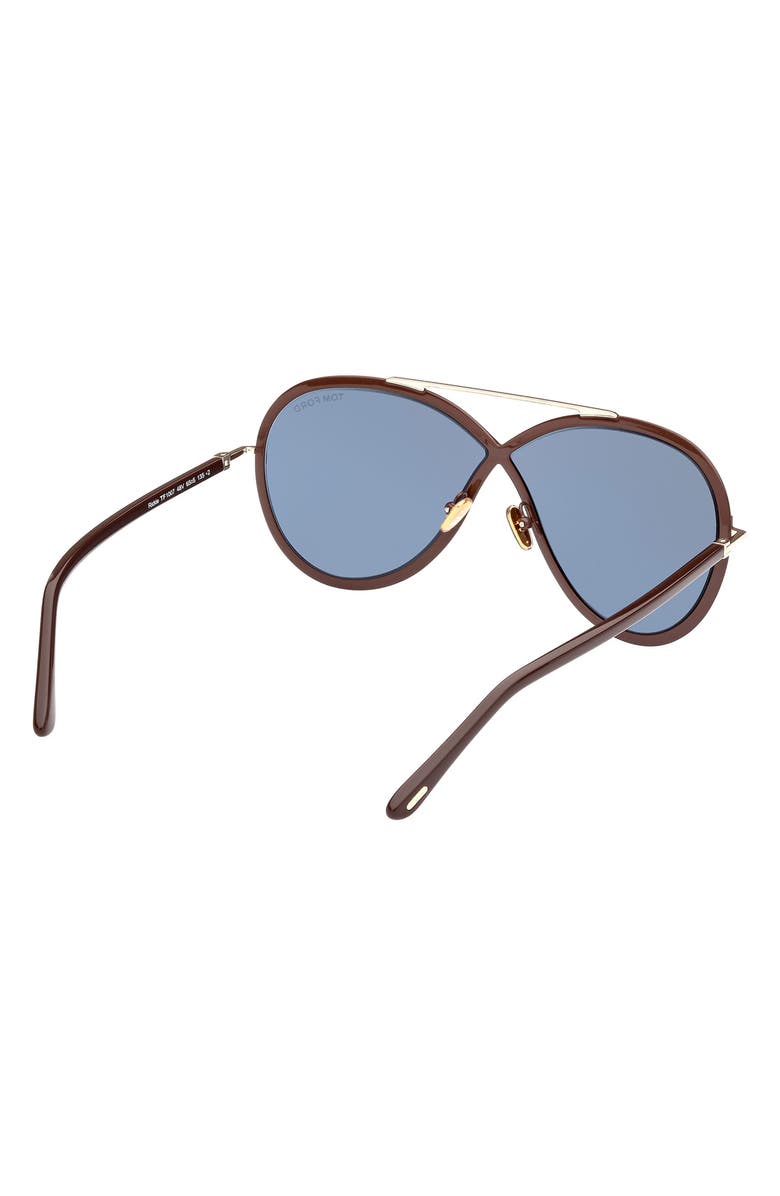 TOM FORD Rickie 65mm Oversize Round Sunglasses, Alternate, color, Dbrno/Blu