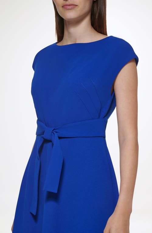 Calvin Klein Cap Sleeve Scuba Crepe Midi Dress In Blue
