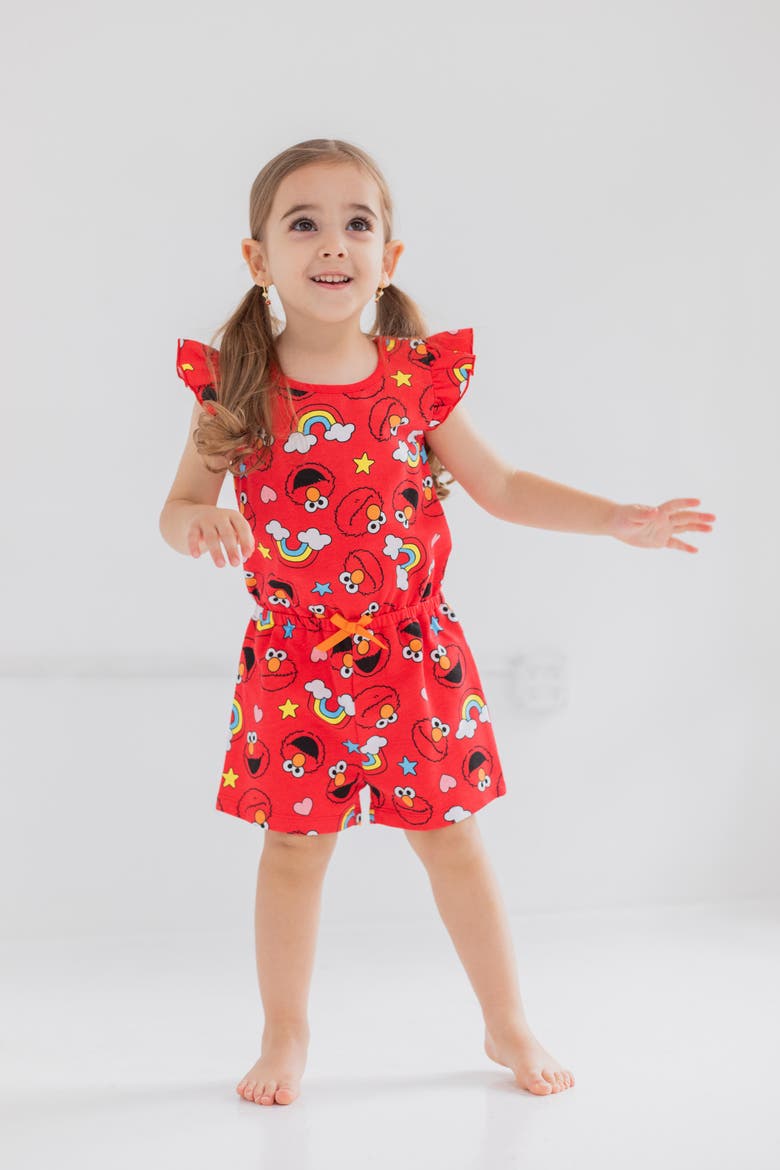 Elmo Sleeveless One Piece Romper, Alternate, color, Elmo Red