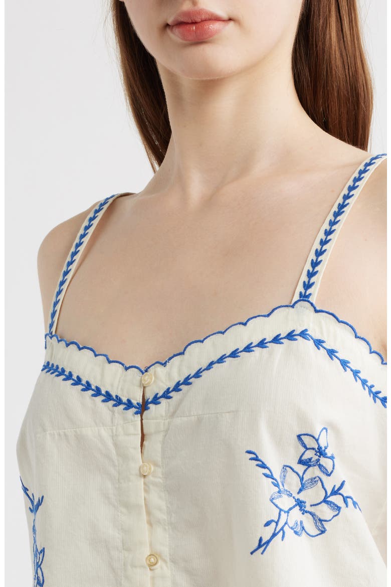 The Weekend Floral Embroidered Button-Up Top, Alternate, color, CREAM