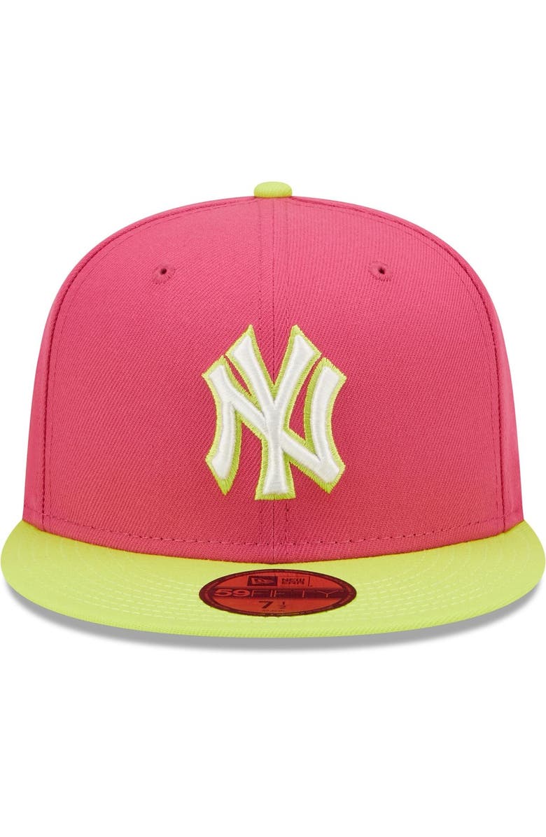 New Era Men's New Era Pink New York Yankees 2009 World Series Champions Beetroot Cyber 59FIFTY Fitted Hat, Alternate, color, 