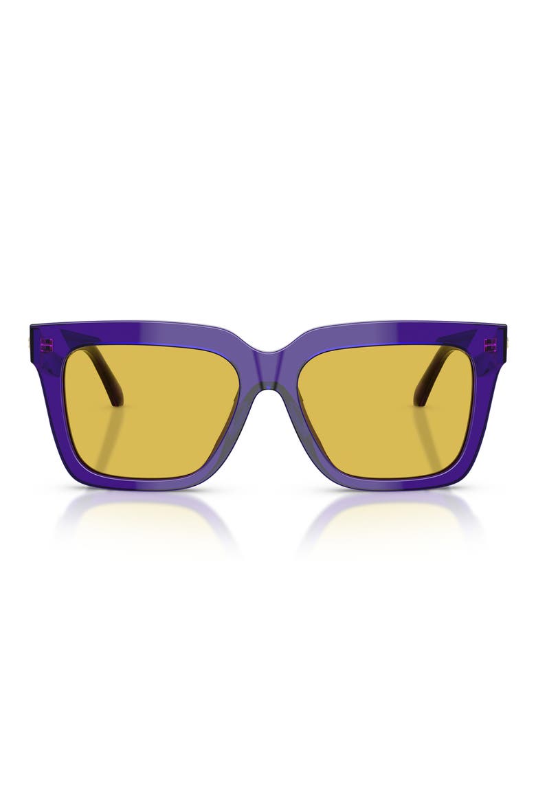 55mm Square Sunglasses, Main, color, TRANSPARENT VIOLET / YELLOW