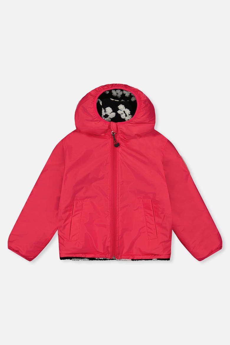 Reversible Fleece Technical Fabric Mid-Season Jacket, Alternate, color, Black Printed Flowers and Pink