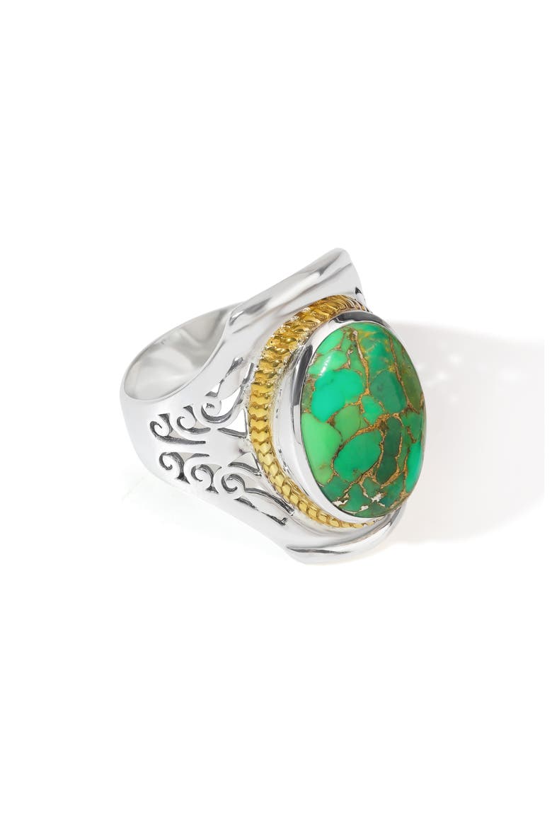 Stabilized Turquoise & Copper Cabochon Ring, Alternate, color, GREEN