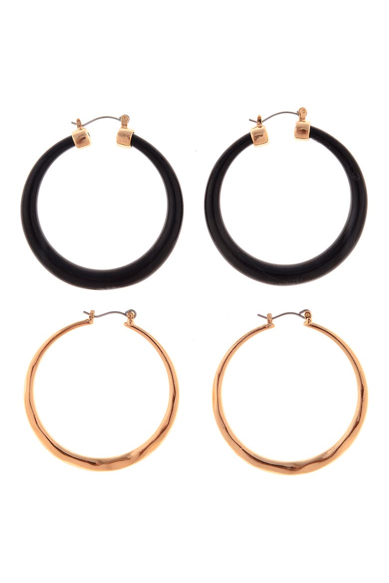 Set of 2 Hoop Earrings, Main, color, GOLD