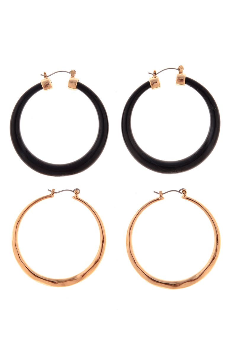 ZAXIE By Stefanie Taylor Set of 2 Hoop Earrings, Main, color, Gold
