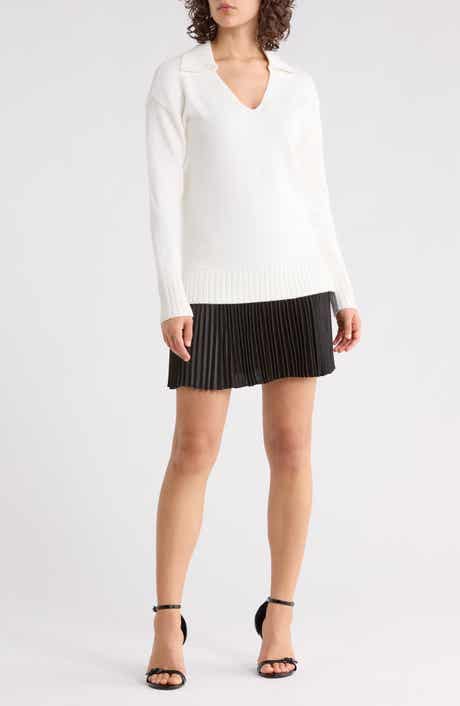 Ellen Tracy Collared Long Sleeve Twofer Sweater Dress