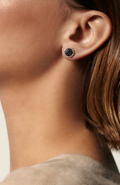 John Hardy Carved Chain Stud Earring Silver Pavé In Black