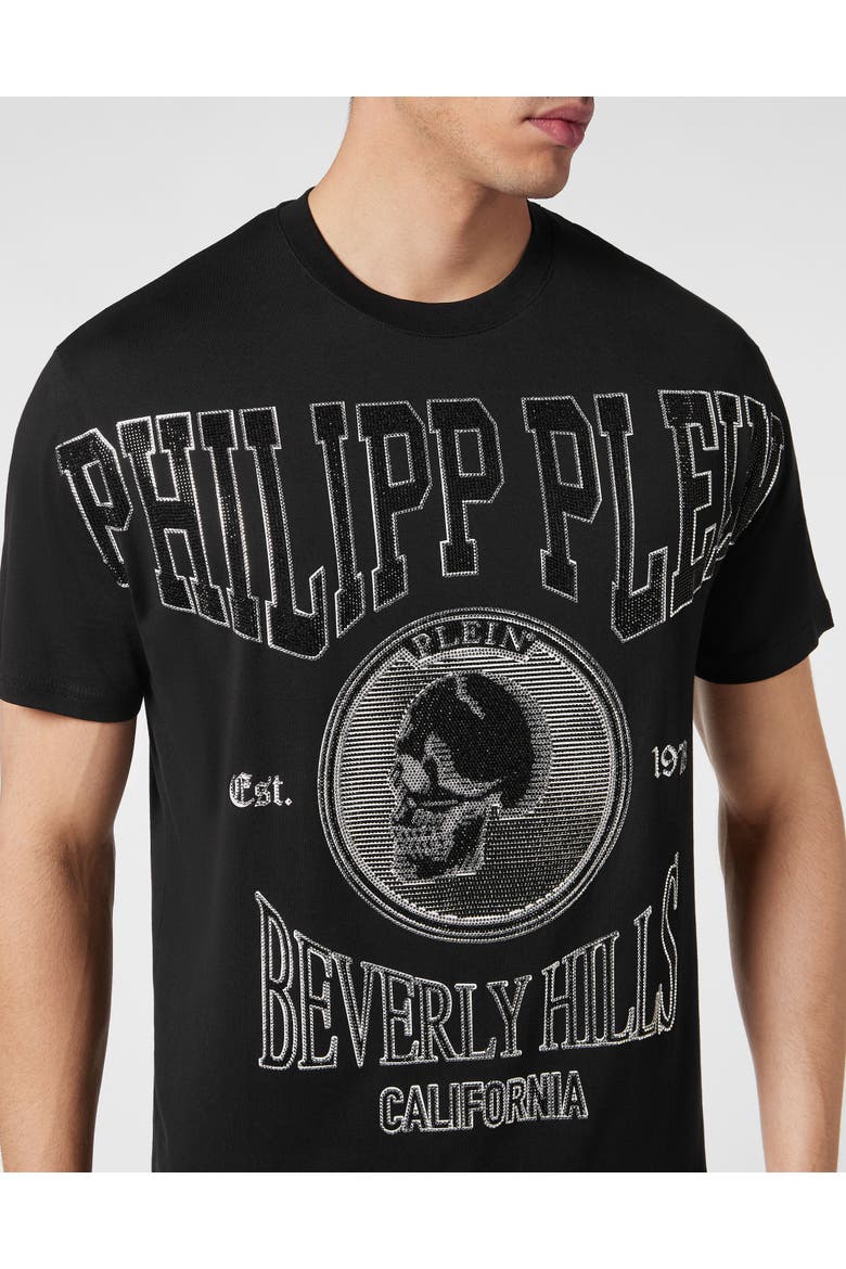 T-Shirt Round Neck Ss With Crystals Men, Alternate, color, black
