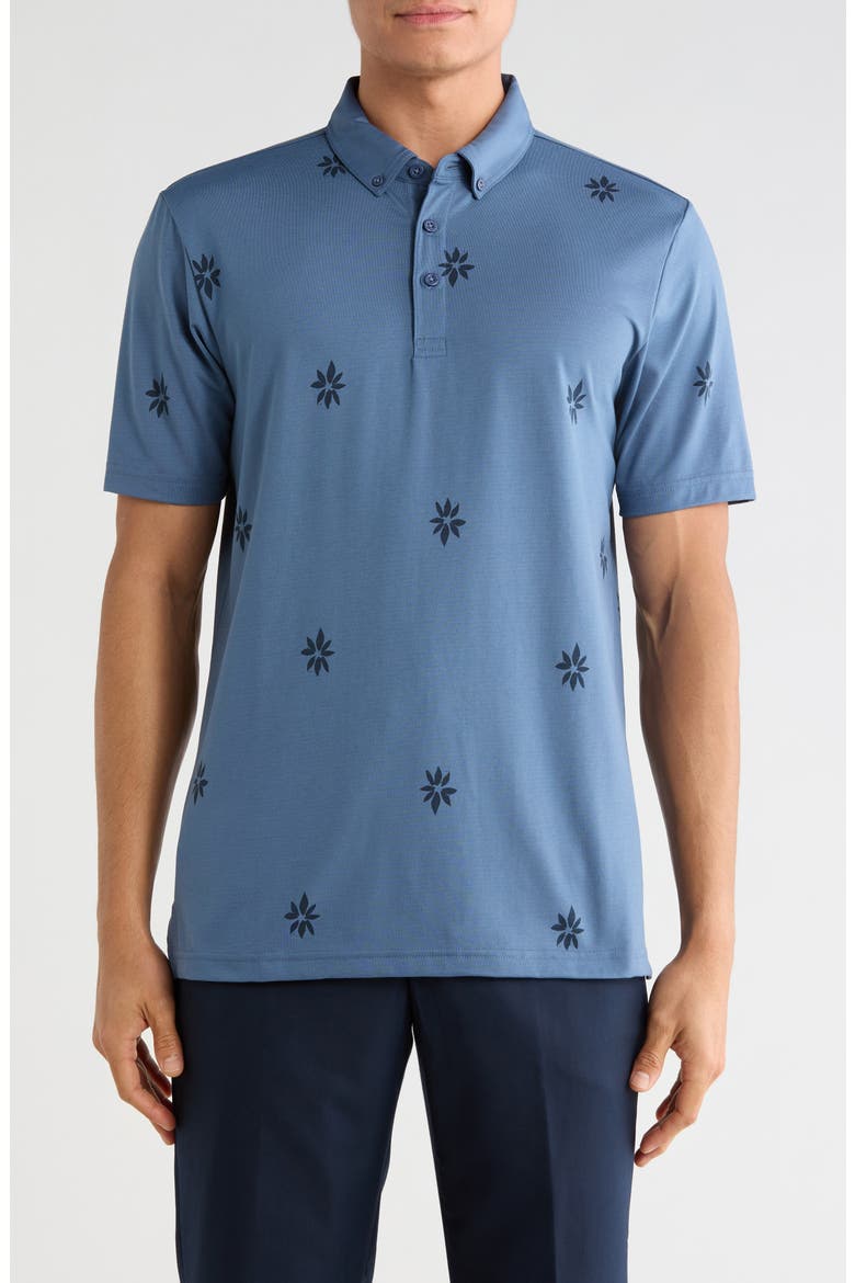 Rome Around Floral Polo, Main, color, BERING SEA