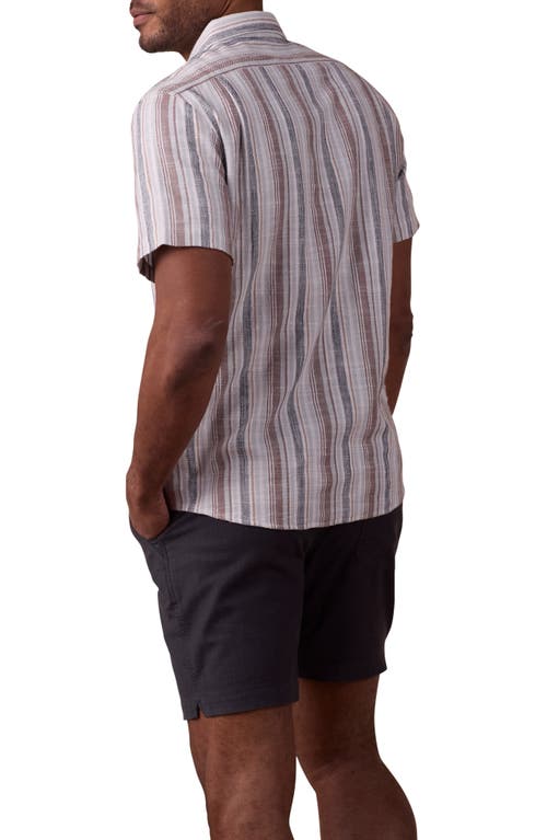 The Normal Brand Freshwater Short Sleeve Button-up Shirt In Misty Harbor Stripe